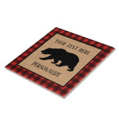 Carreau Ours Noir Sur Un Plaid Rouge Et Noir Personnalisé (Côté)