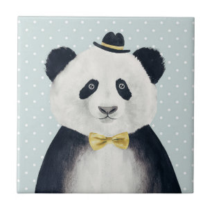 Carreau Ours panda d'aquarelle