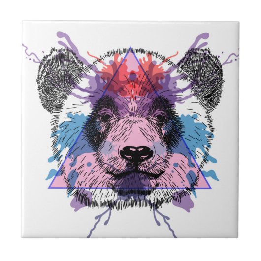 Carreau Ours panda géométrique (Devant)