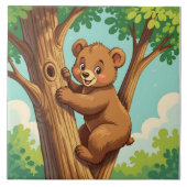Carreau Ourson mignon grimpant à un arbre (Devant)