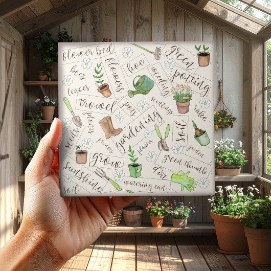 Carreau Outils de jardinage et Texte ID753