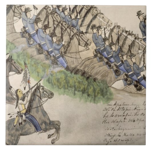 Carreau Ouverture de la bataille du Little Big Horn (encre (Devant)