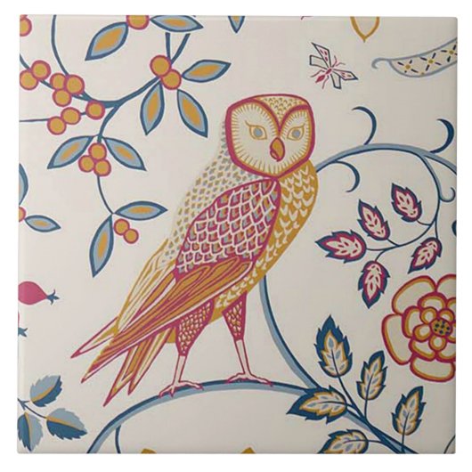 Carreau Owl et Rose, William Morris (Devant)
