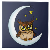 Carreau Owl Moon Blue Cute Stars (Devant)