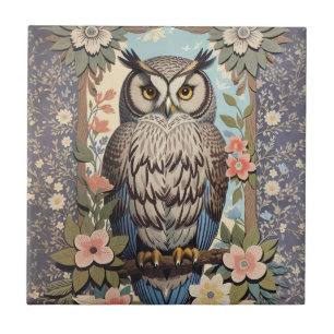 Carreau Owl Pastel Floral William Morris Inspiré