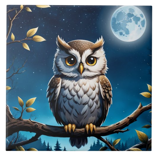 Carreau owl with moon background (Devant)