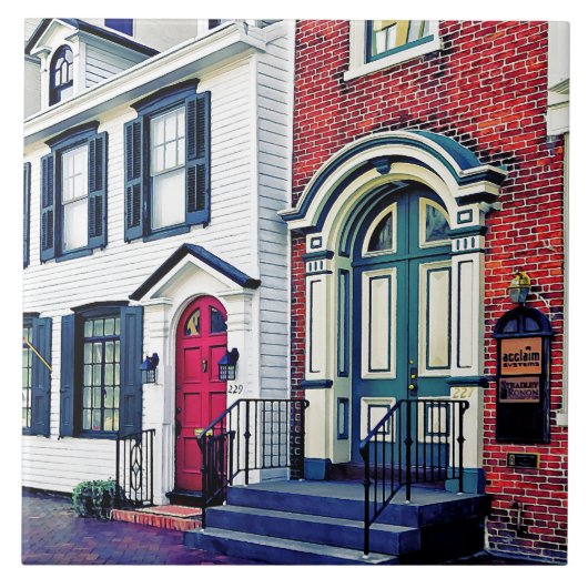 Carreau PA d'Harrisburg - Rue avec le drapeau américain (Devant)