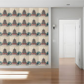 Carreau Pagode Chinoiserie Bleue et Rouge - Inspiré par l'