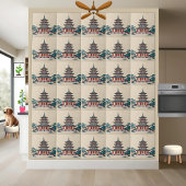 Carreau Pagode Chinoiserie Bleue et Rouge - Inspiré par l'