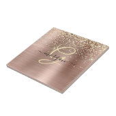 Carreau Paillettes dorées, monogramme doré, nom en script  (Côté)
