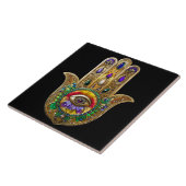 Carreau Painted Gold Hamsa Amethyst Ruby Third Eye (Côté)