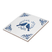 Carreau Paire d'oiseaux romantique Delft Blue White Floral (Côté)