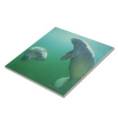 Carreau Paires de lamantins de la Floride nageant (Côté)