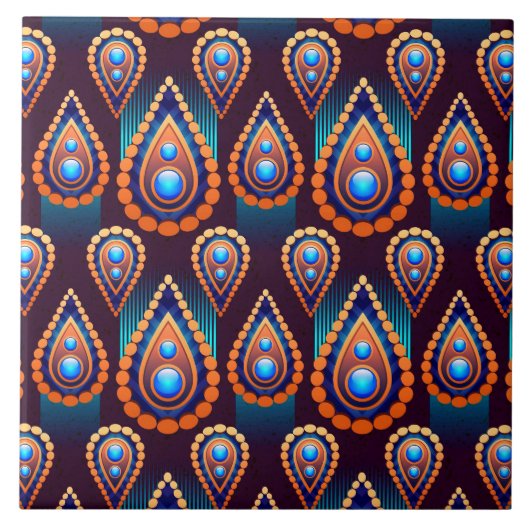 Carreau Paisley Comme Motif de bijoux coloré (Devant)