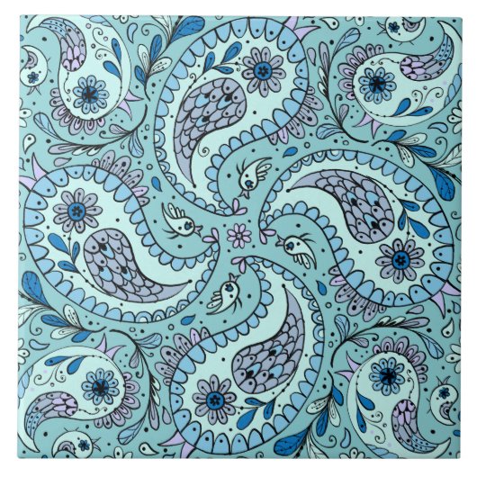 Carreau Paisley en bleu bébé (Devant)