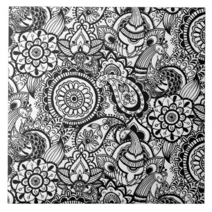 Carreau Paisley floral noir