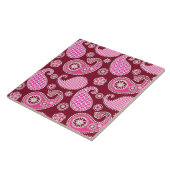 Carreau Paisley motif, Bourgogne, rose et blanc (Côté)