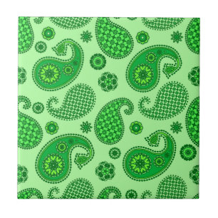 Carreau Paisley Motif, Lime et Emerald Green