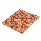 Carreau Paisley motif, Mandarin Orange et Blanc (Côté)