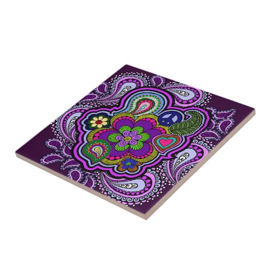 Carreau Paisley Tile Psychédélique Violet (Côté)