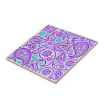 Carreau Paisley Turquoise Violet<br><div class="desc">Ce motif en céramique sans couture présente du cachemire violet aux accents turquoise. Parfait pour un fond de pique-nique ou un accent de la maison.</div>