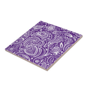 Carreau Paisley Vintage violet et blanc Motif