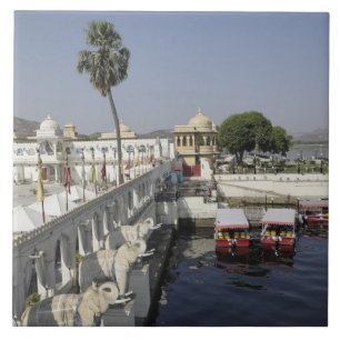 Carreau Palais Jag Mindar, lac Pichola, Udaipur, Inde.