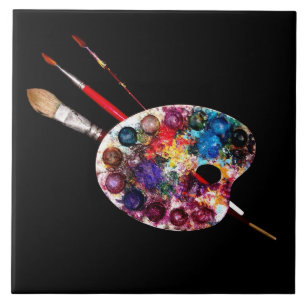 Carreau PALETTE DE COULEUR ARTISTE ANS BRUSHES, Peintre