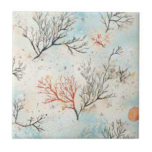 Carreau Palette de plage de luxe avec corail et vague océa