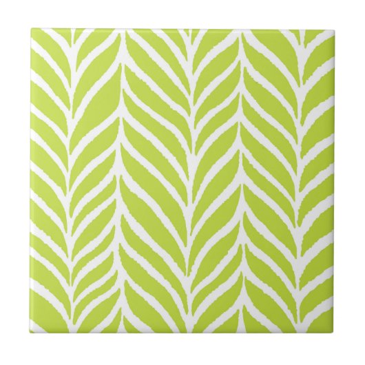 Carreau Palm Feuille Motif Chartreuse Green (Devant)