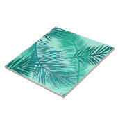 Carreau Palm Leaf Print, Turquoise, Turquoise et Aqua (Côté)