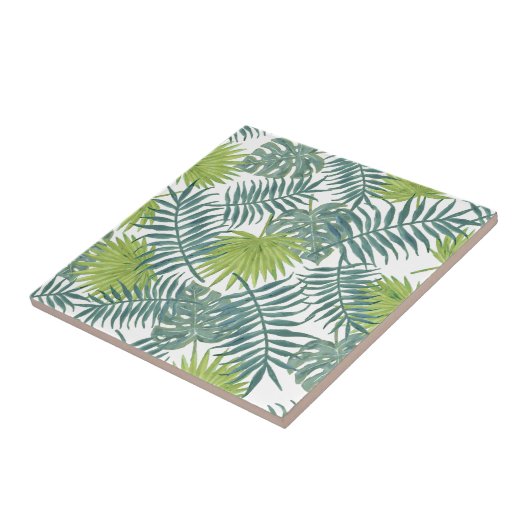 Carreau Palm Tree Fronds Peinture hawaïenne (Côté)