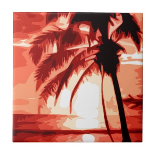 Carreau Palm Tree & Red Sunset (Devant)