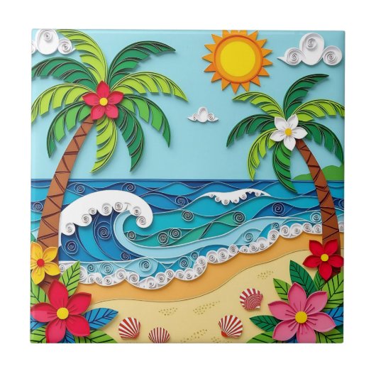 Carreau Palm Trees on the Beach  (Devant)