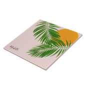 Carreau Palme de coucher de soleil tropicale rétro Feuille (Côté)