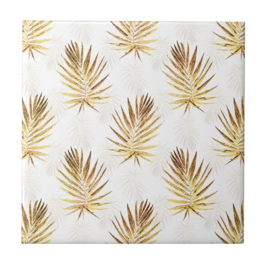 Carreau Palme d'or blanc tropical Feuille (Devant)