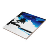 Carreau Palmier blanc noir bleu Silhouette (Côté)