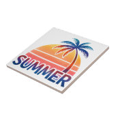 Carreau Palmier de coucher de soleil rétro (Côté)