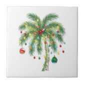 Carreau Palmier de Noël tropical avec lumières et ornam (Devant)
