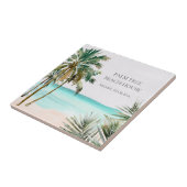 Carreau Palmier Tropical Personnalisé Feuilles Plage Bleue (Côté)