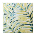 Carreau Palmiers éclairés - Palmiers Feuilles<br><div class="desc">Sunlit Palms I by Grace Popp. Les feuilles de palmiers tropicaux sont décorés dans des tons jaune-vert.</div>