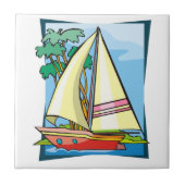 Carreau Palmiers et voilier (Devant)