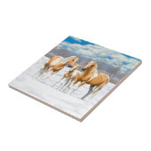 Carreau Palomino Pinto Peinture Quarter Chevaux En Neige (Côté)