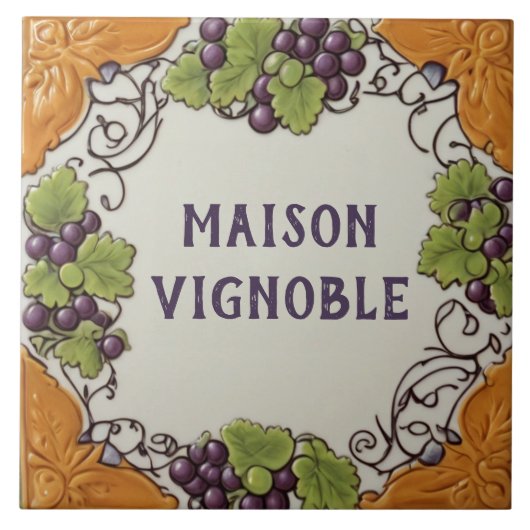 Carreau Pamplemousse violet Personnalisé Nom de la maison  (Devant)