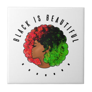 Carreau Pan Africaine noire femme rouge vert orgueil afro