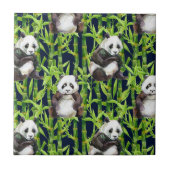 Carreau Panda avec Motif d'aquarelle en bambou (Devant)