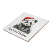 Carreau panda bébé en casquette de noël, personnalisable (Côté)