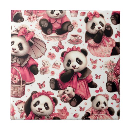 Carreau Panda bébé vintage mignonne sans joint (Devant)