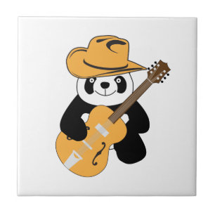 Carreau Panda drôle avec guitare