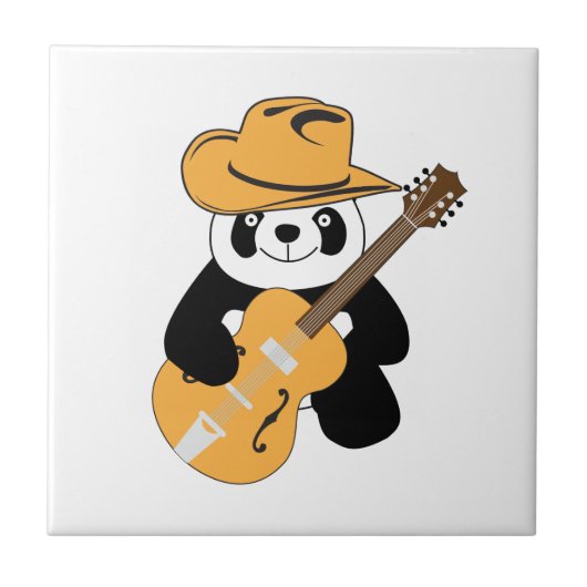 Carreau Panda drôle avec guitare (Devant)